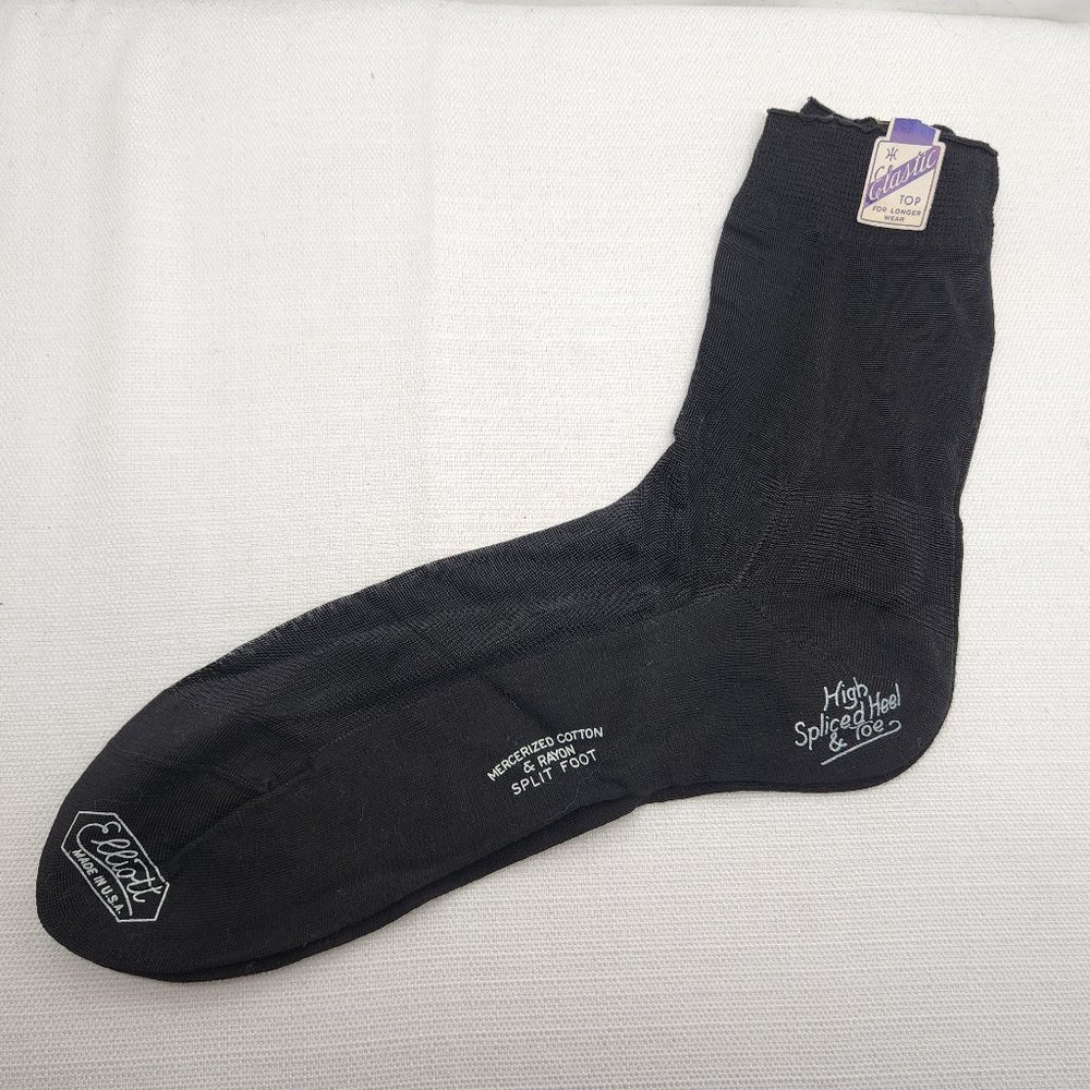 NWOT Elliot USA Mercerized Cotton Rayon Split Foot High Ankle 6-10 1 Pair Socks